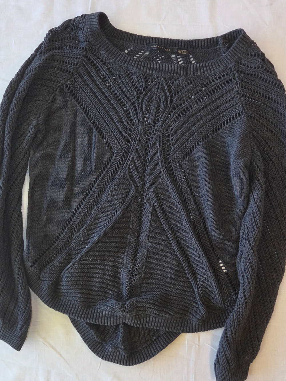 Jeanne Pierre Charcoal Grey Open-Knit Pullover Sweater Whimsigoth Balletcore